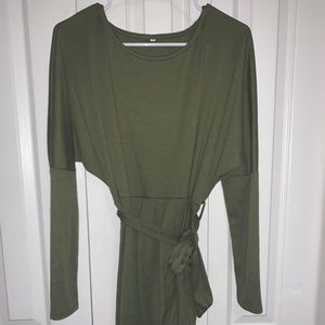 Long sleeve army green dress
